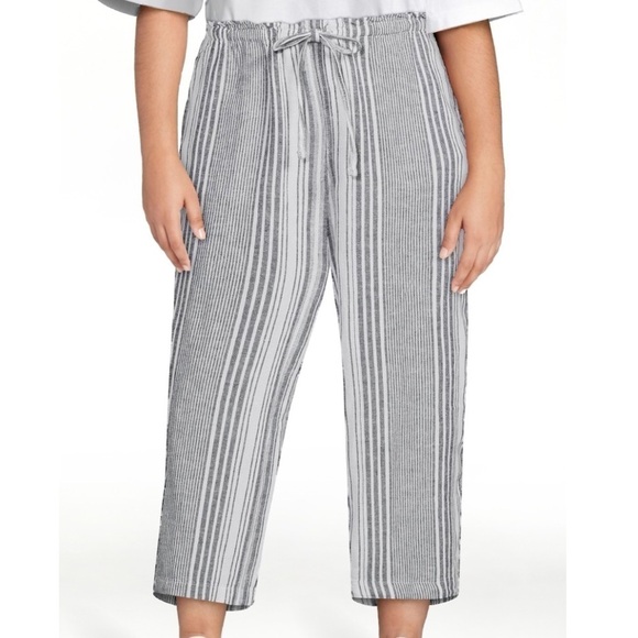 Time and Tru Pants - Time and Tru Women's High Rise Wide Leg Crop Linen Pants Women’s Sz L 12-14